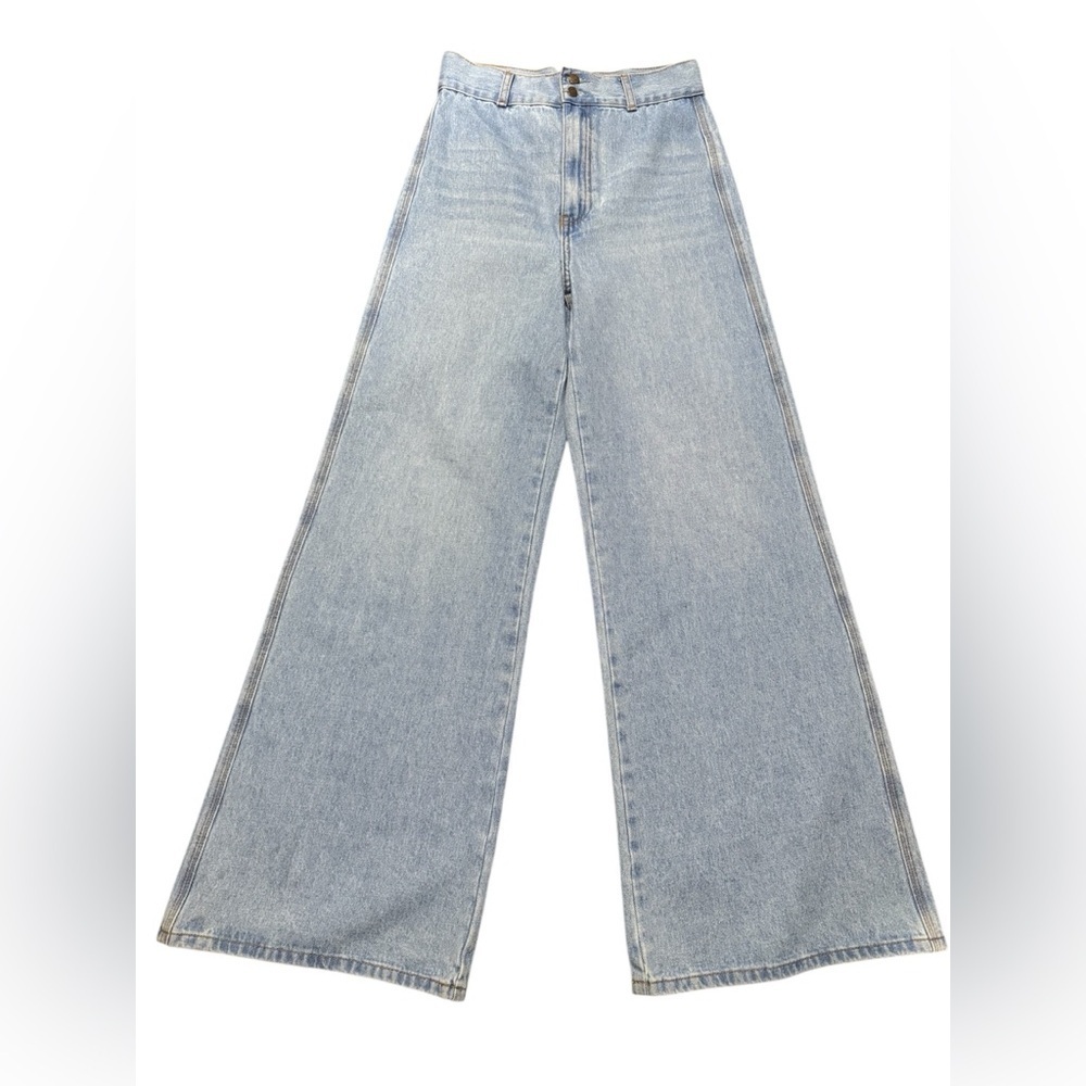 Ghanda Jeans 70s High Rise Retro Wide Leg Jeans Light Wash Size 8 NEW Boho